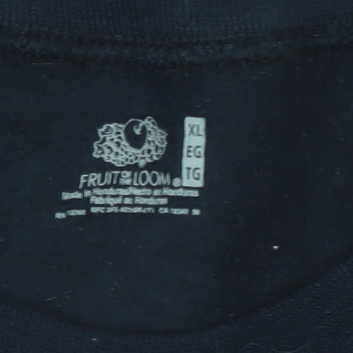 Fruit of the Loom Men's Black XL Crew Neck Pullover Sweatshirt
