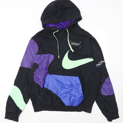 Nike Women's Black Multicoloured Patchwork Pullover Hoodie M