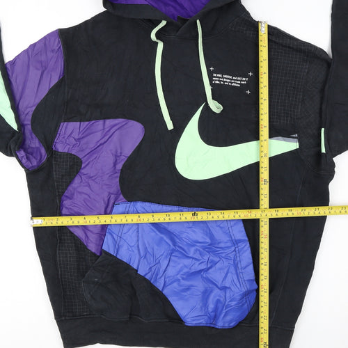 Nike Women's Black Multicoloured Patchwork Pullover Hoodie M
