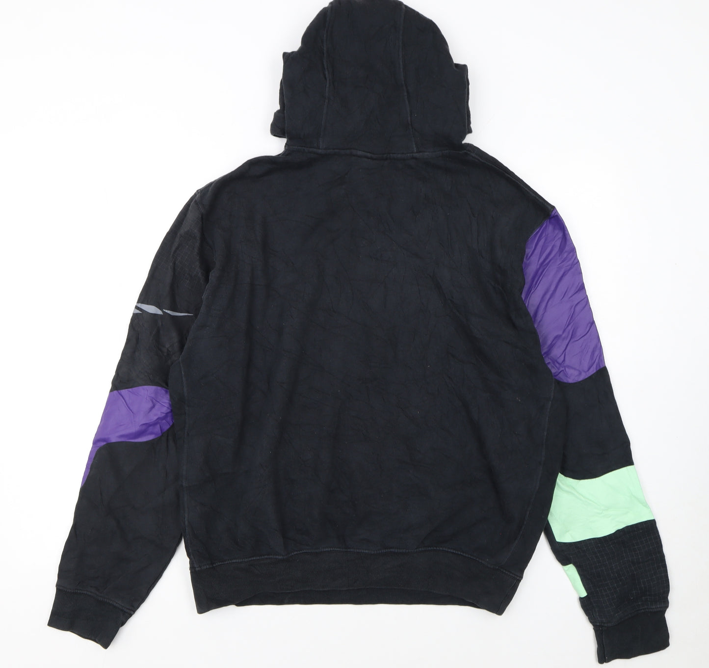 Nike Women's Black Multicoloured Patchwork Pullover Hoodie M