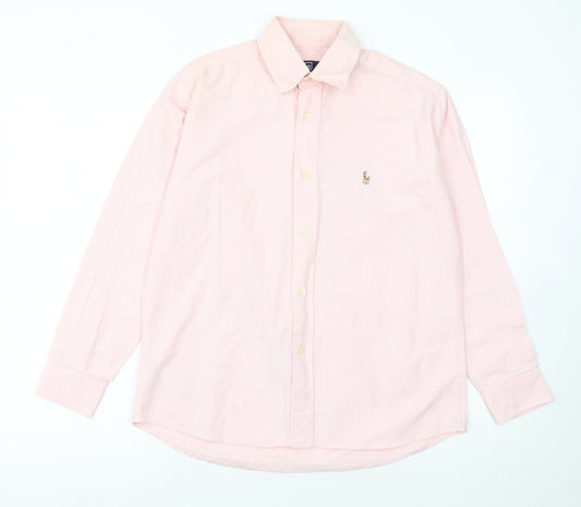 Ralph Lauren Women’s Pink Cotton Button-Up Shirt M Classic Fit