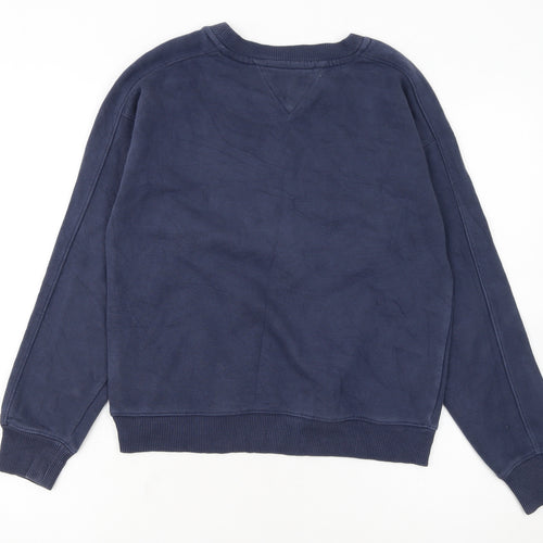 Tommy Hilfiger Girls Navy Blue Pullover Sweatshirt Size 164 Cotton Blend