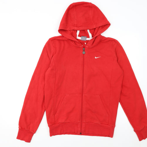 Nike Womens Red Full Zip Hoodie L 14/16 Sports Casual Sweatshirt