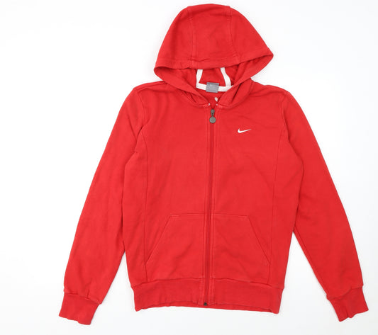 Nike Womens Red Full Zip Hoodie L 14/16 Sports Casual Sweatshirt