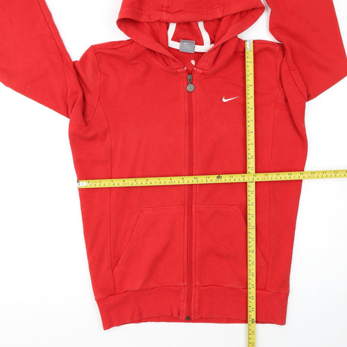 Nike Womens Red Full Zip Hoodie L 14/16 Sports Casual Sweatshirt
