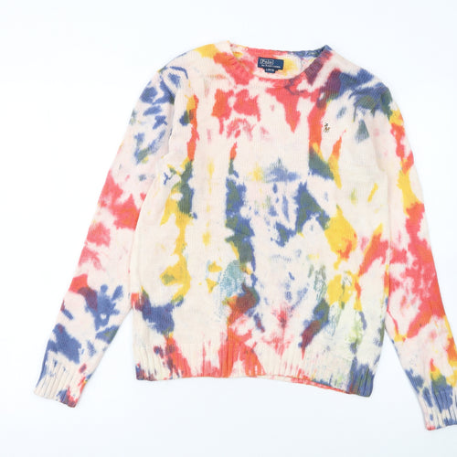 Ralph Lauren Girls Multicoloured Tie-Dye Cotton Pullover Jumper Size 14-16 L