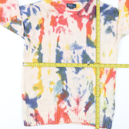 Ralph Lauren Girls Multicoloured Tie-Dye Cotton Pullover Jumper Size 14-16 L