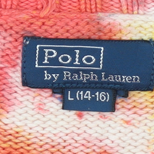 Ralph Lauren Girls Multicoloured Tie-Dye Cotton Pullover Jumper Size 14-16 L