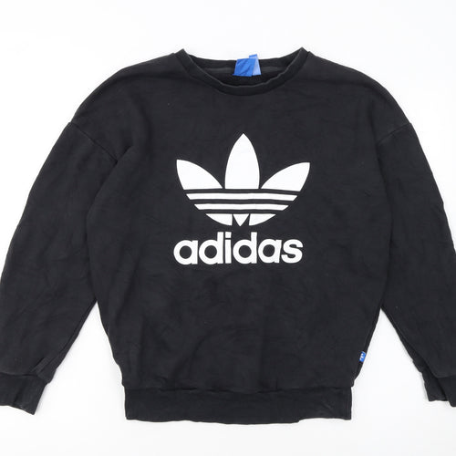 Adidas Womens Black Size 6 Crew Neck Pullover Sweatshirt