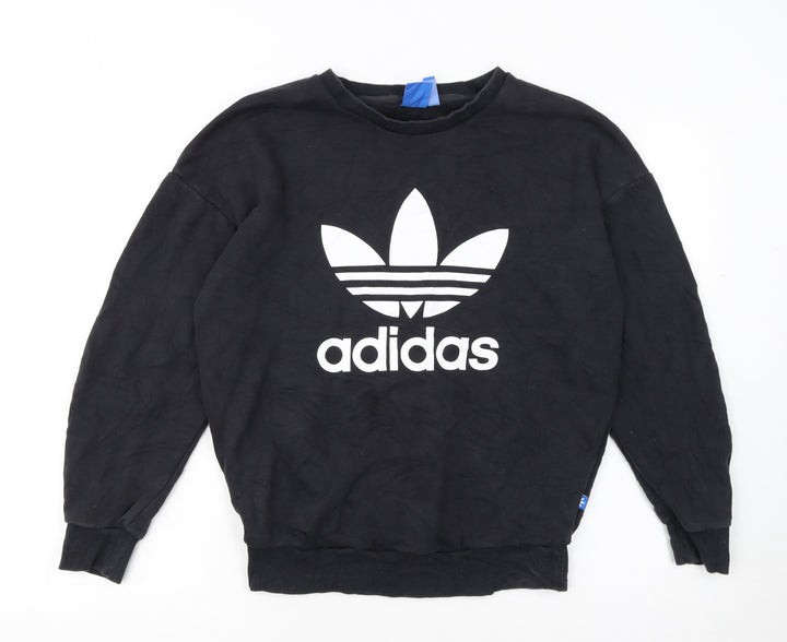 Adidas Womens Black Size 6 Crew Neck Pullover Sweatshirt