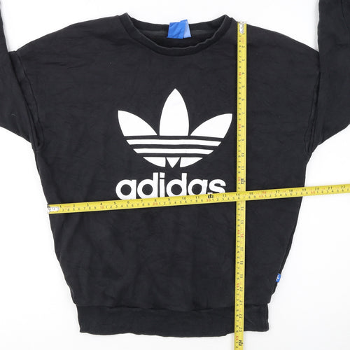 Adidas Womens Black Size 6 Crew Neck Pullover Sweatshirt
