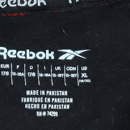 Reebok Boys Black Pullover Hoodie XL 15-16 Years Graphic Logo Fleece