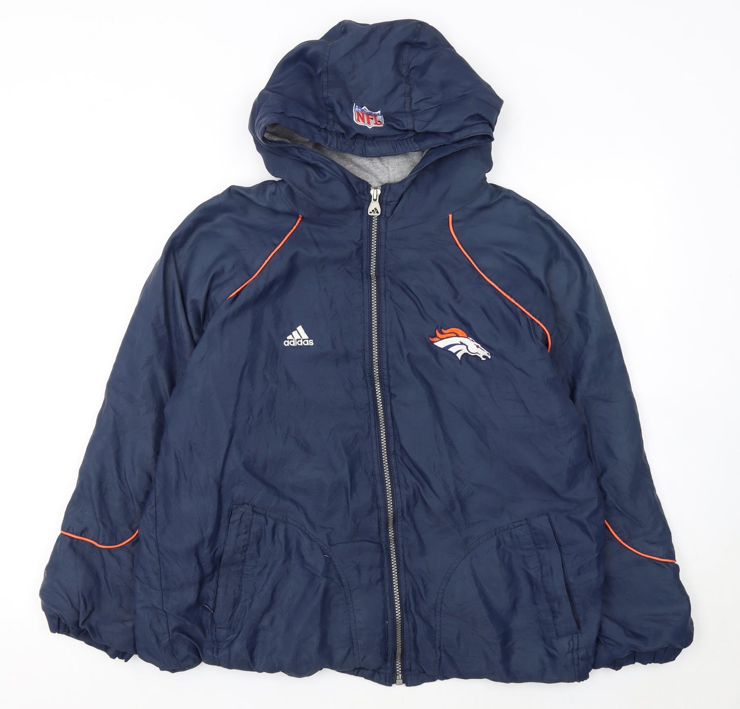 Adidas Boys Blue NFL Team Track Jacket 14 Years Hooded Full Zip