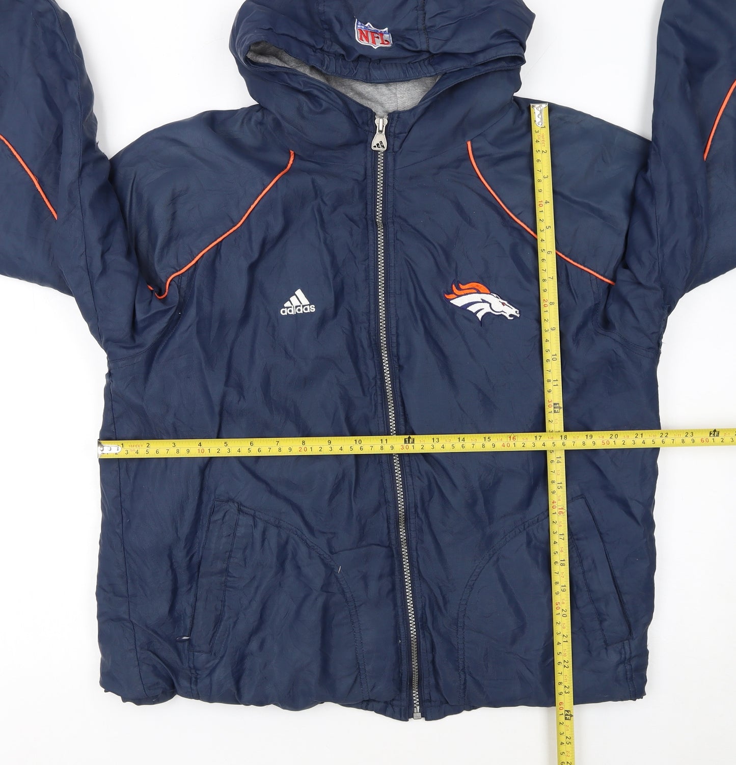 Adidas Boys Blue NFL Team Track Jacket 14 Years Hooded Full Zip
