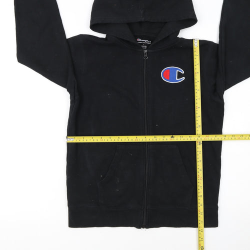 Champion Boys Black Full Zip Hoodie Size L Cotton Blend Athleticwear