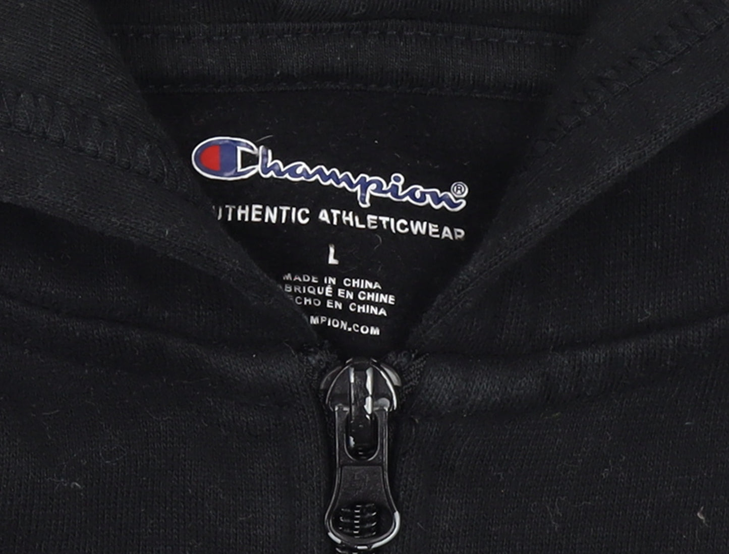 Champion Boys Black Full Zip Hoodie Size L Cotton Blend Athleticwear