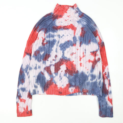 Tommy Hilfiger Womens Multicoloured XL Cable Knit High Neck Jumper