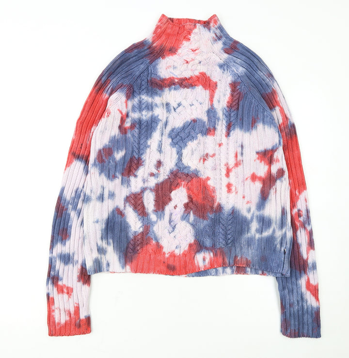 Tommy Hilfiger Womens Multicoloured XL Cable Knit High Neck Jumper