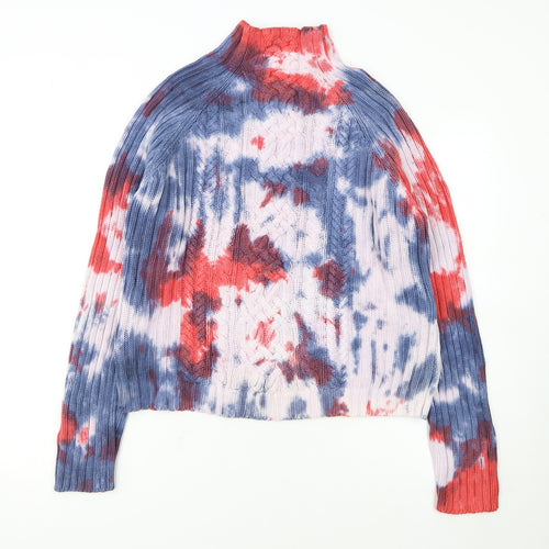 Tommy Hilfiger Womens Multicoloured XL Cable Knit High Neck Jumper
