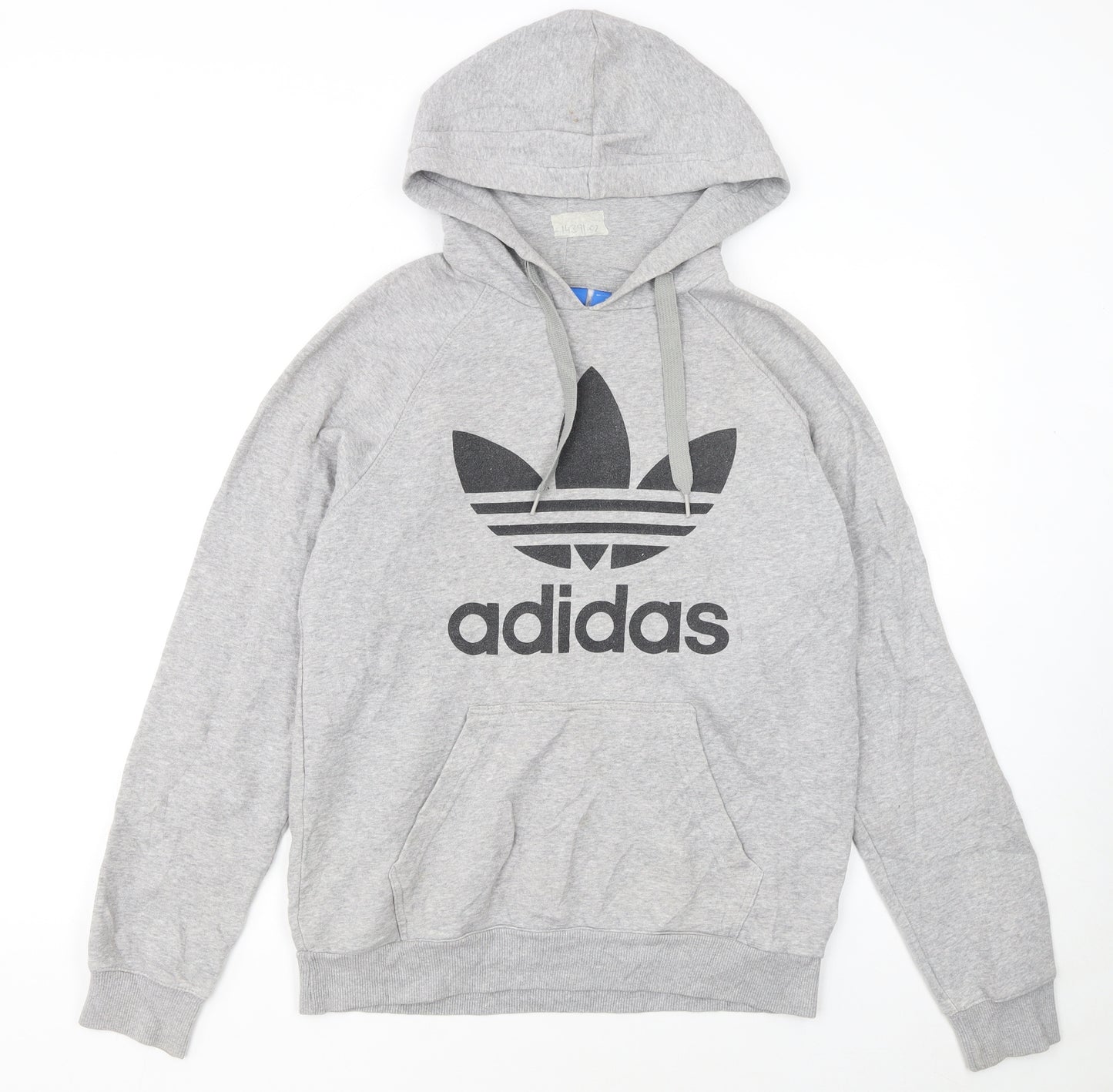 Adidas Men's Grey Pullover Hoodie Small Logo Fleece Sweatshirt