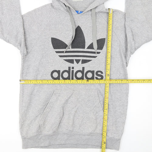 Adidas Men's Grey Pullover Hoodie Small Logo Fleece Sweatshirt