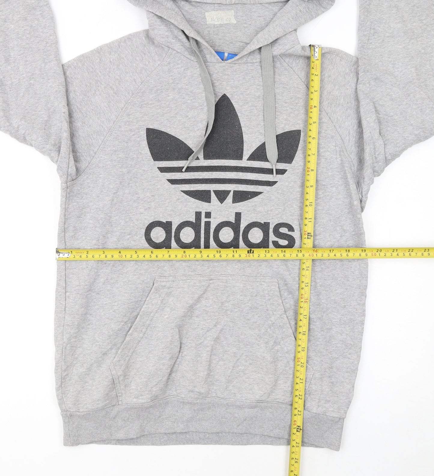 Adidas Men's Grey Pullover Hoodie Small Logo Fleece Sweatshirt