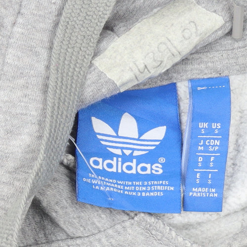 Adidas Men's Grey Pullover Hoodie Small Logo Fleece Sweatshirt