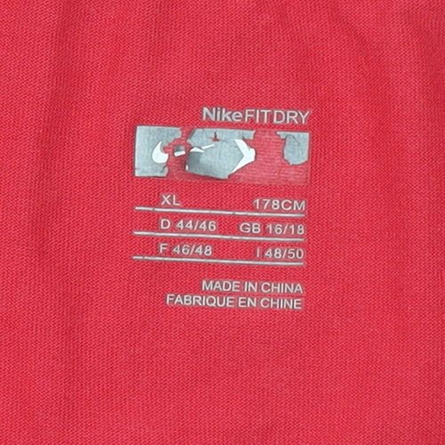 Nike Women's Red Dri-Fit Short Sleeve Athletic T-Shirt XL