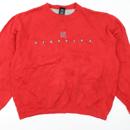 Starter Team Nebraska Red Crew Neck Sweatshirt Women L Cotton Blend