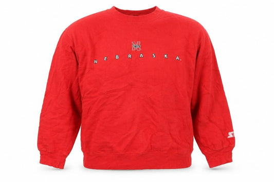 Front view of Starter Team Nebraska Red Crew Neck Sweatshirt Women L Cotton Blend