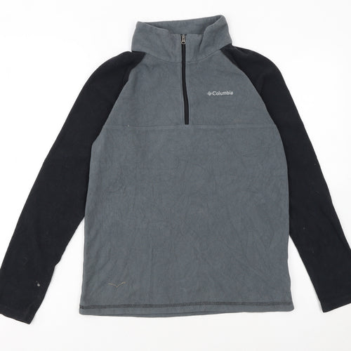 Columbia Boys Grey Fleece Quarter Zip Pullover Sweatshirt L 14-15 Years