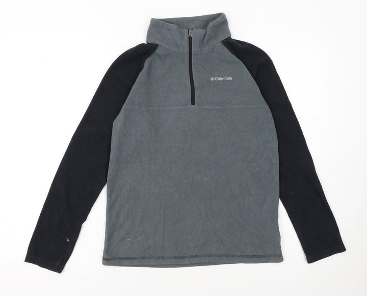 Columbia Boys Grey Fleece Quarter Zip Pullover Sweatshirt L 14-15 Years