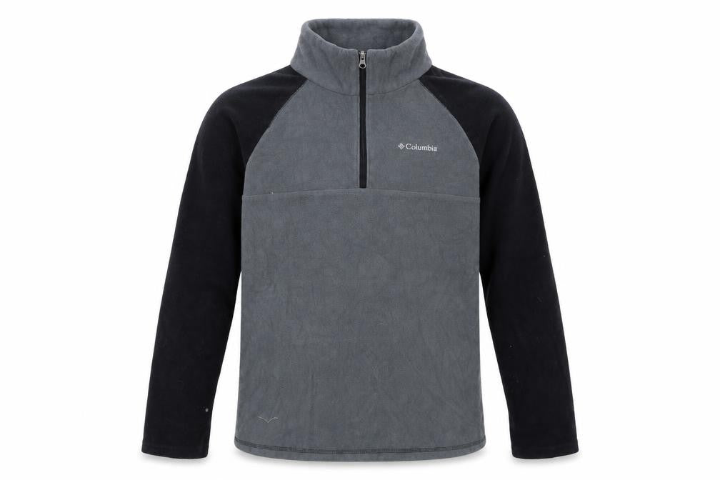 Columbia Boys Grey Fleece Quarter Zip Pullover Sweatshirt L 14-15 Years