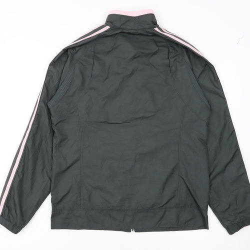 adidas Womens Black Pink Track Jacket Size 10 Full Zip Lightweight