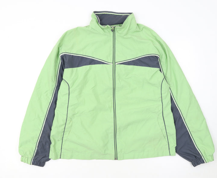 Champion Womens Green Track Jacket L Full Zip Lightweight Sportswear