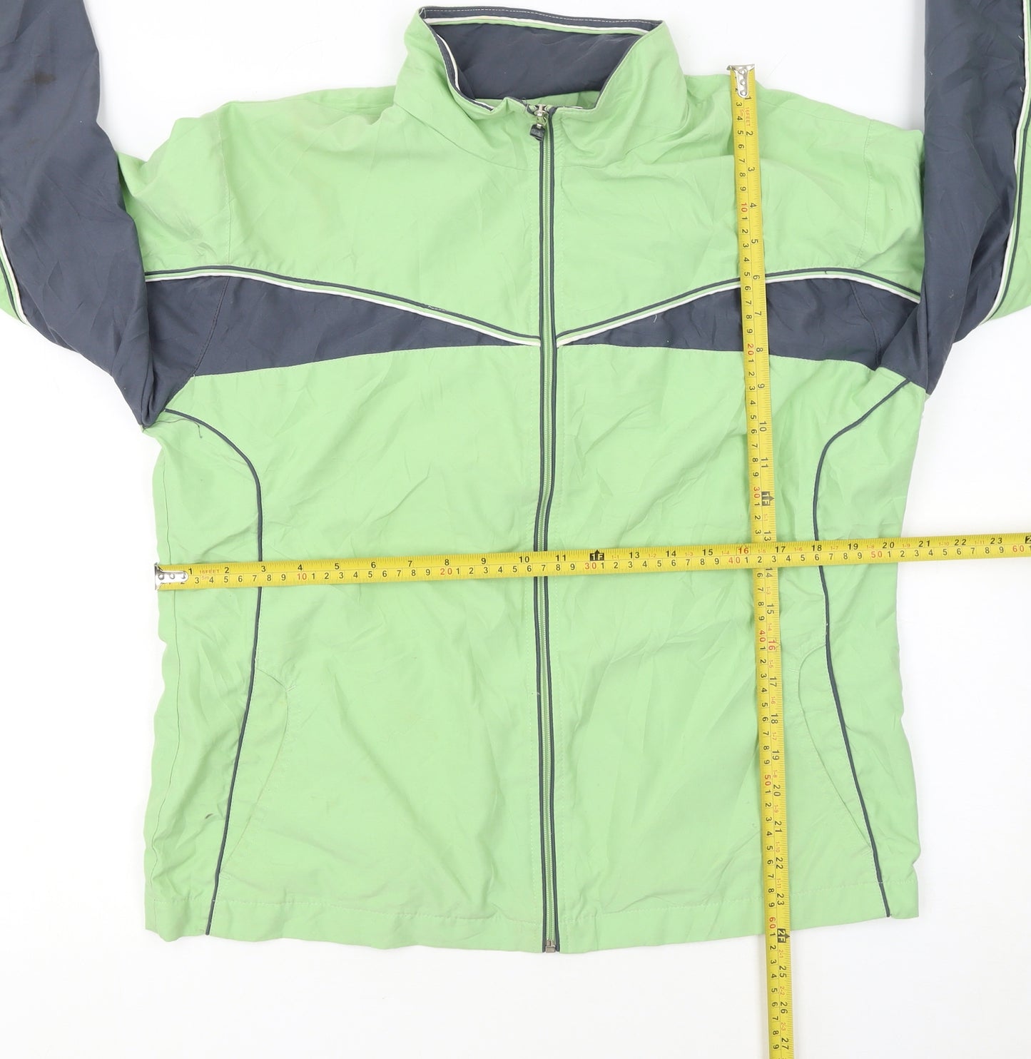 Champion Womens Green Track Jacket L Full Zip Lightweight Sportswear