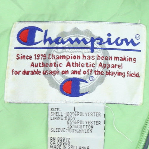 Champion Womens Green Track Jacket L Full Zip Lightweight Sportswear
