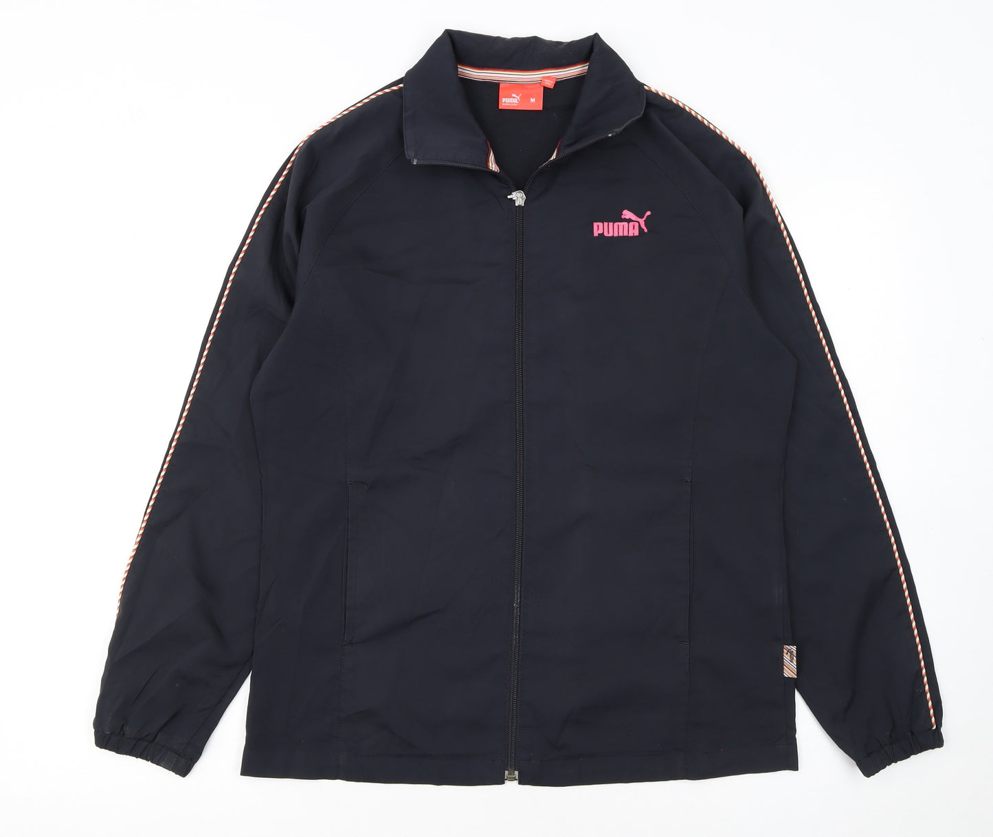 Puma Women's Black Track Jacket M Full Zip Lightweight Sportswear