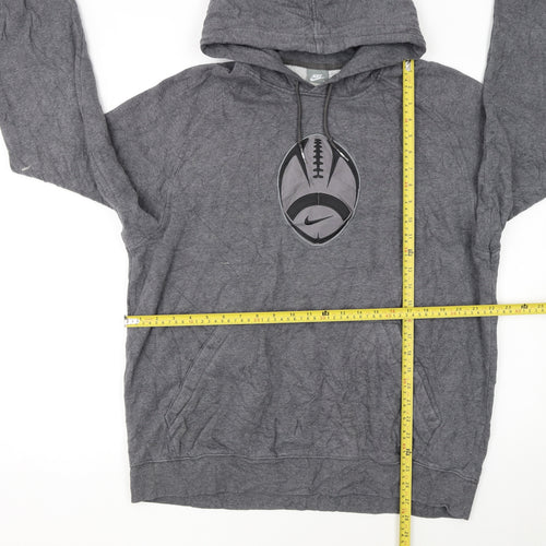 Nike Mens Grey Pullover Hoodie L Graphic Print Sports Fleece