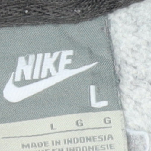 Nike Mens Grey Pullover Hoodie L Graphic Print Sports Fleece