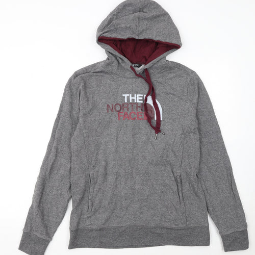 The North Face Womens Grey Pullover Hoodie Size L Fleece Lined