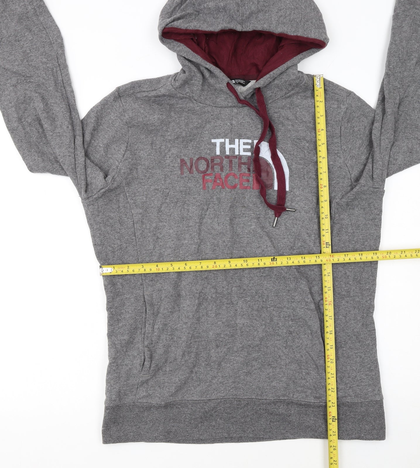 The North Face Womens Grey Pullover Hoodie Size L Fleece Lined