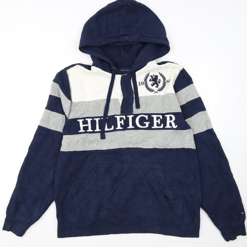 Tommy Hilfiger Men's Blue Striped Pullover Hoodie Size M