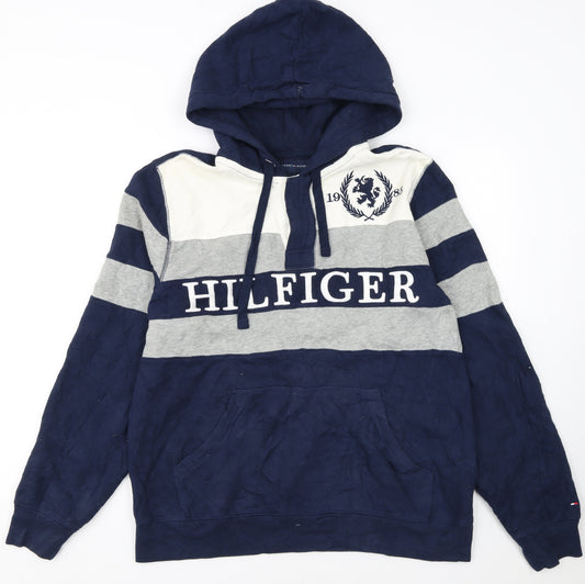 Tommy Hilfiger Men's Blue Striped Pullover Hoodie Size M