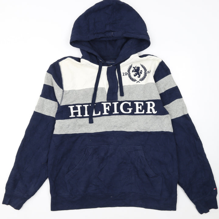 Tommy Hilfiger Men's Blue Striped Pullover Hoodie Size M