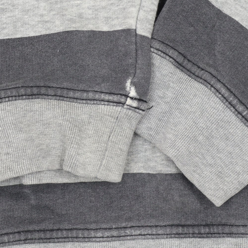 Nike Boys Grey Striped Pullover Hoodie L 12/13 Years Hooded Fleece Sweatshirt
