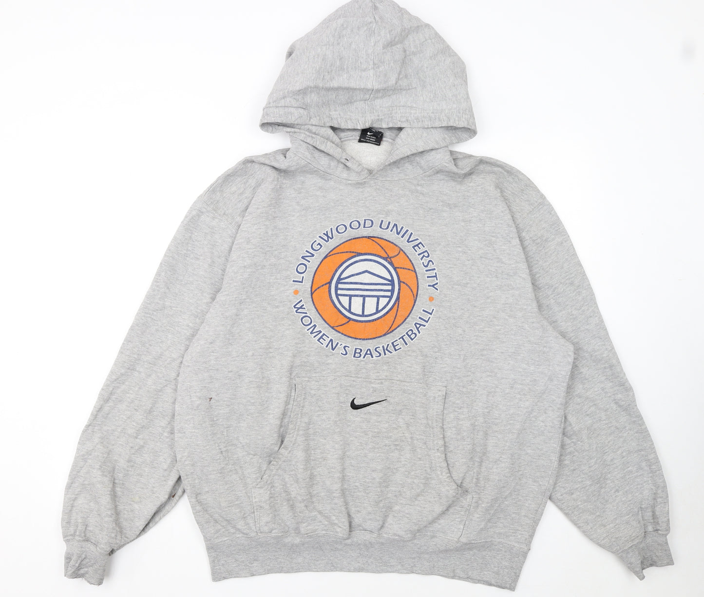 Nike Men's Grey Pullover Hoodie L Graphic Longwood University Basketball