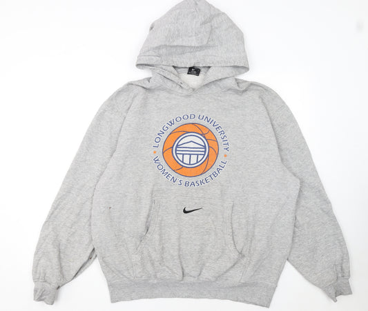 Nike Men's Grey Pullover Hoodie L Graphic Longwood University Basketball