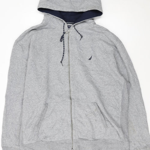 Nautica Men's Grey Full Zip Hoodie XXL Cotton Blend Casual