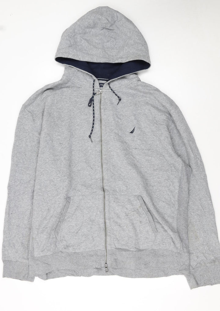 Nautica Men's Grey Full Zip Hoodie XXL Cotton Blend Casual